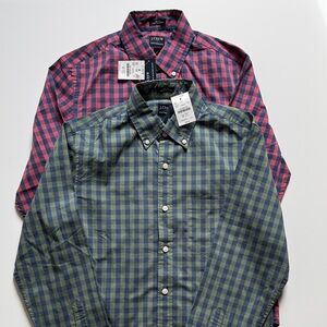 J. Crew Men's Plaid Shirts - Blue and Red